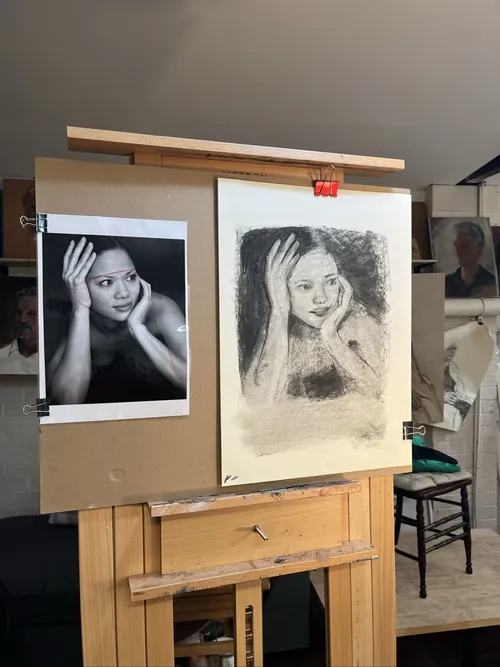 Charcoal portrait in progress