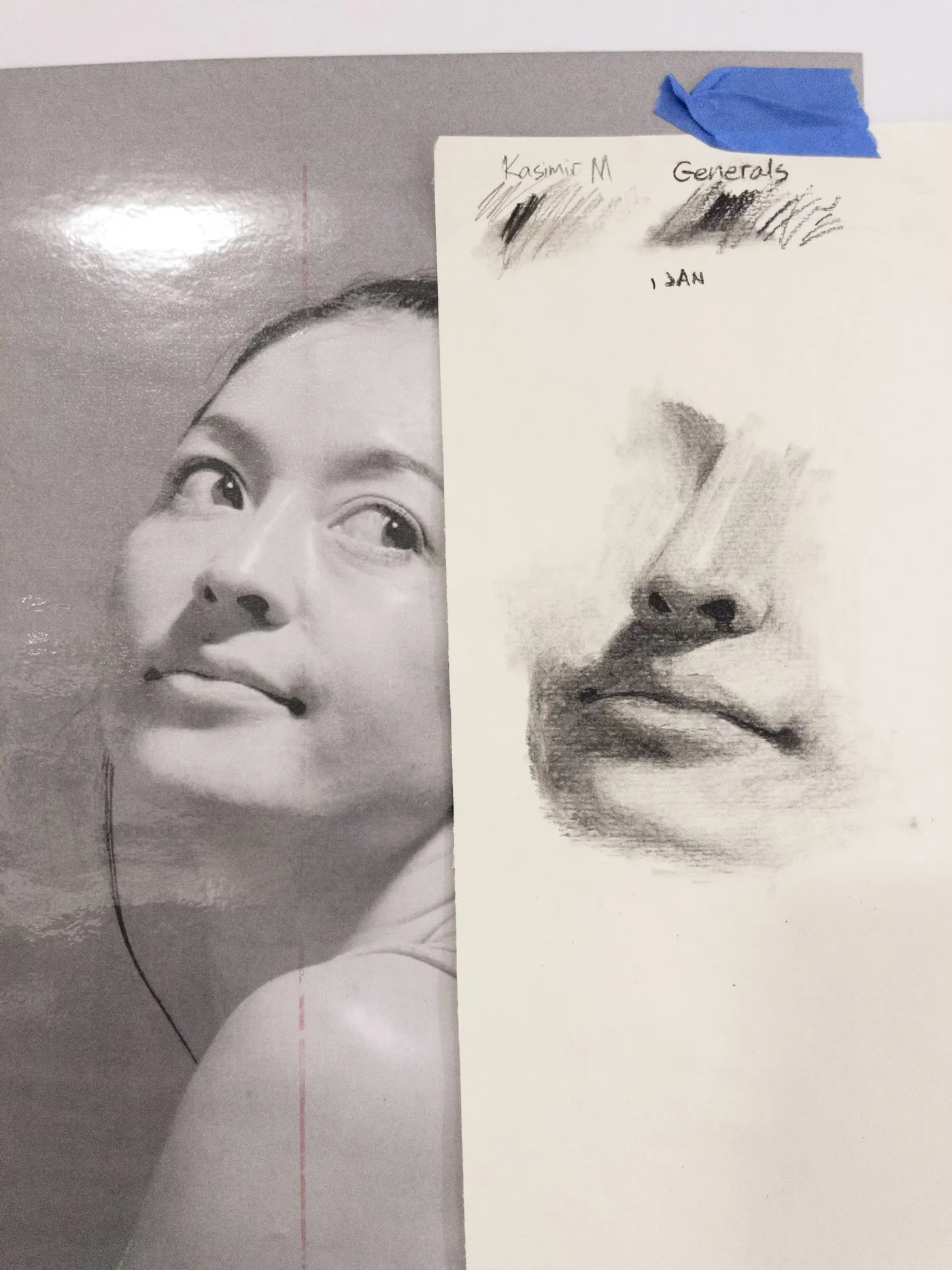 Charcoal portrait work in progress