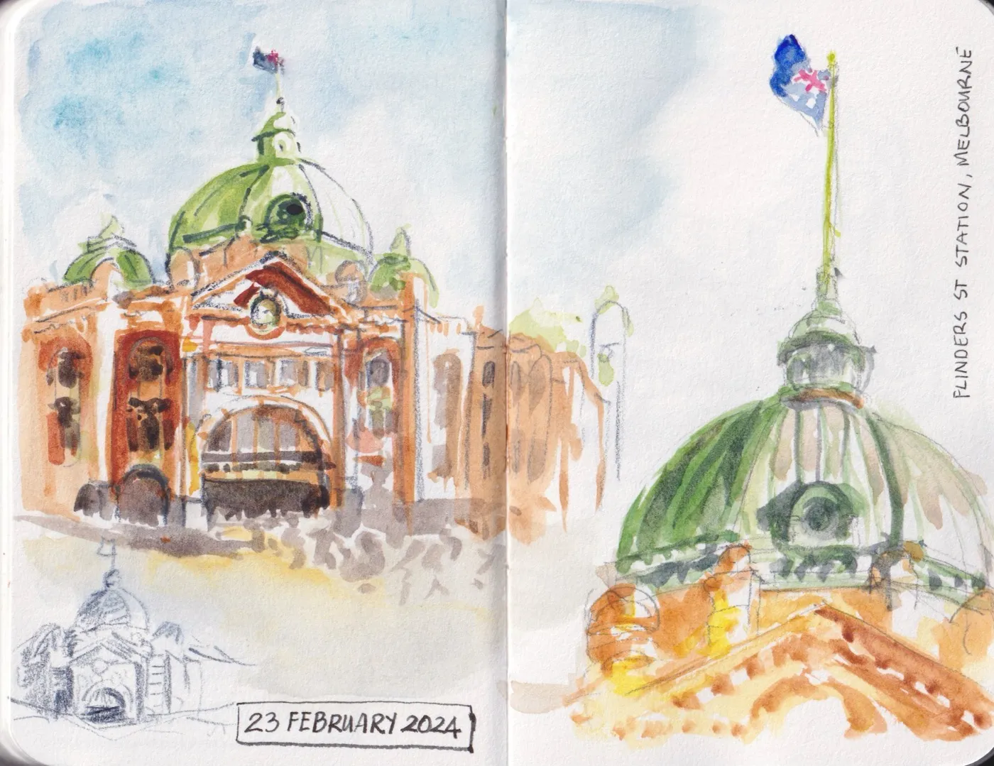 Sketchbook sketch, mixed media