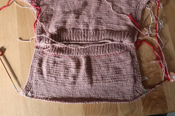 Photo of my knitting part way through project