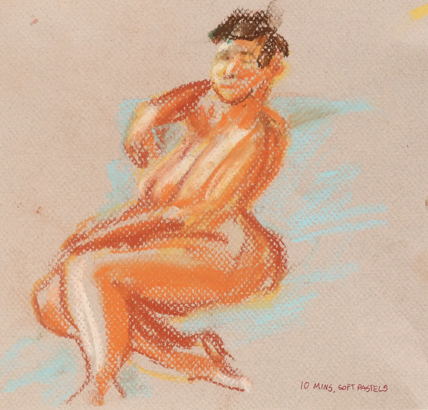 Nude female figure in soft pastels