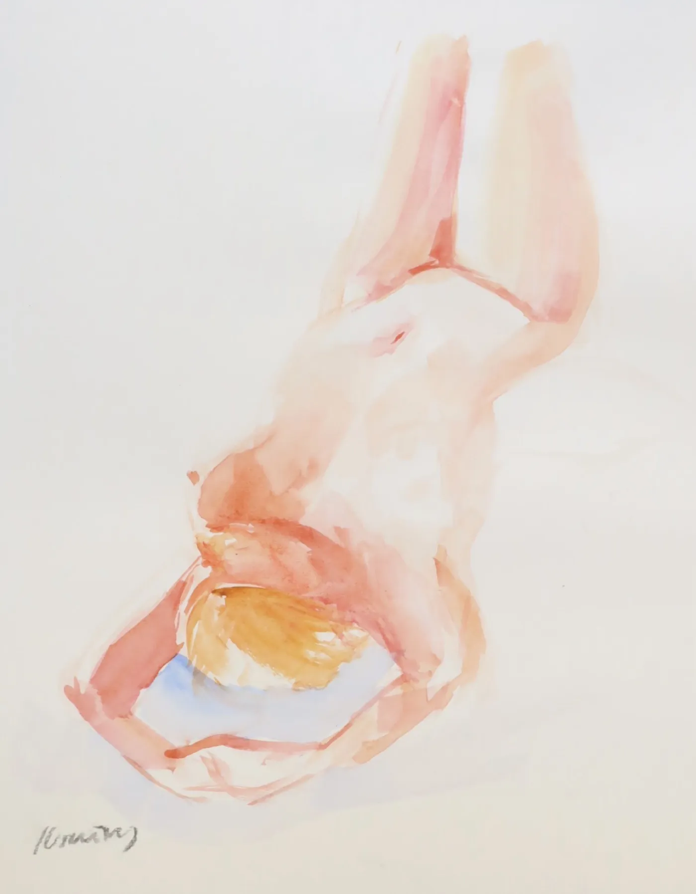 Watercolour sketch of nude woman