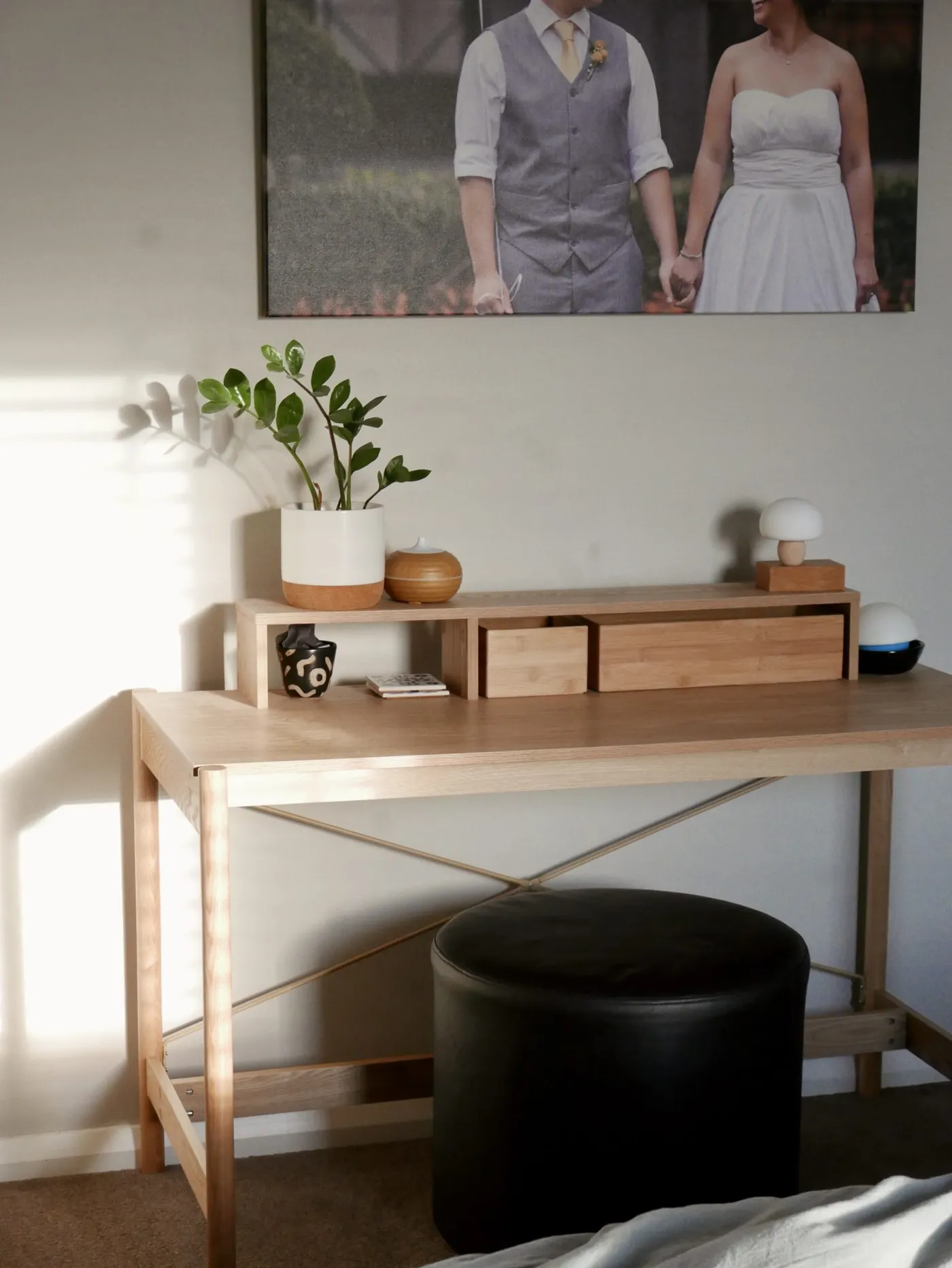 Photo of my desk in non-working mode - no laptop, no desk chair