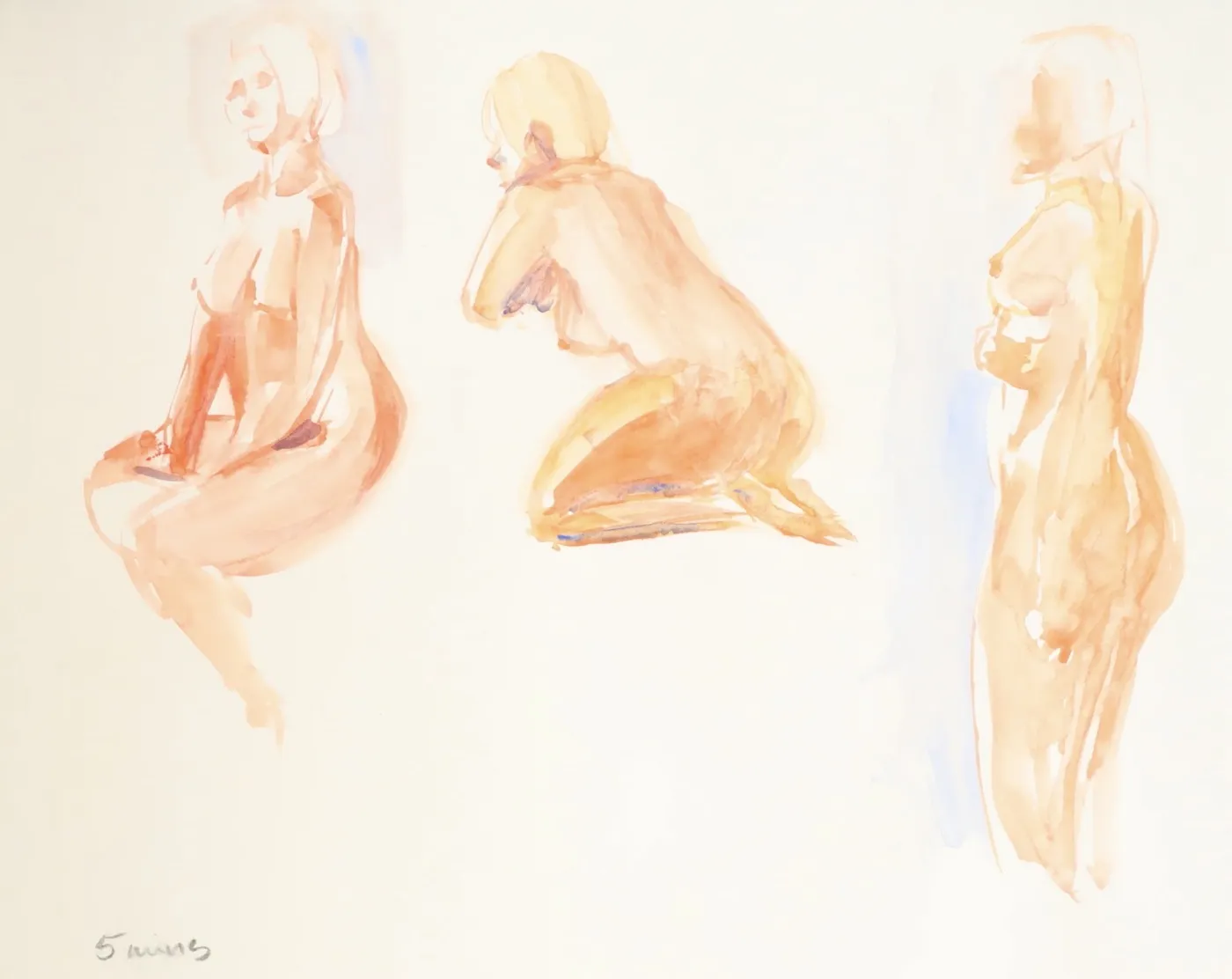 Watercolour sketch of nude woman