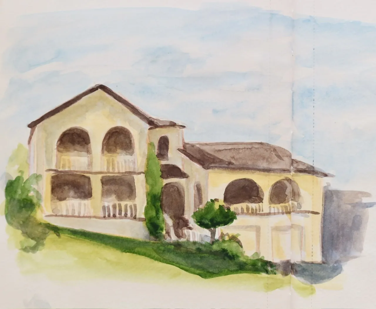 watercolour painting of a local house