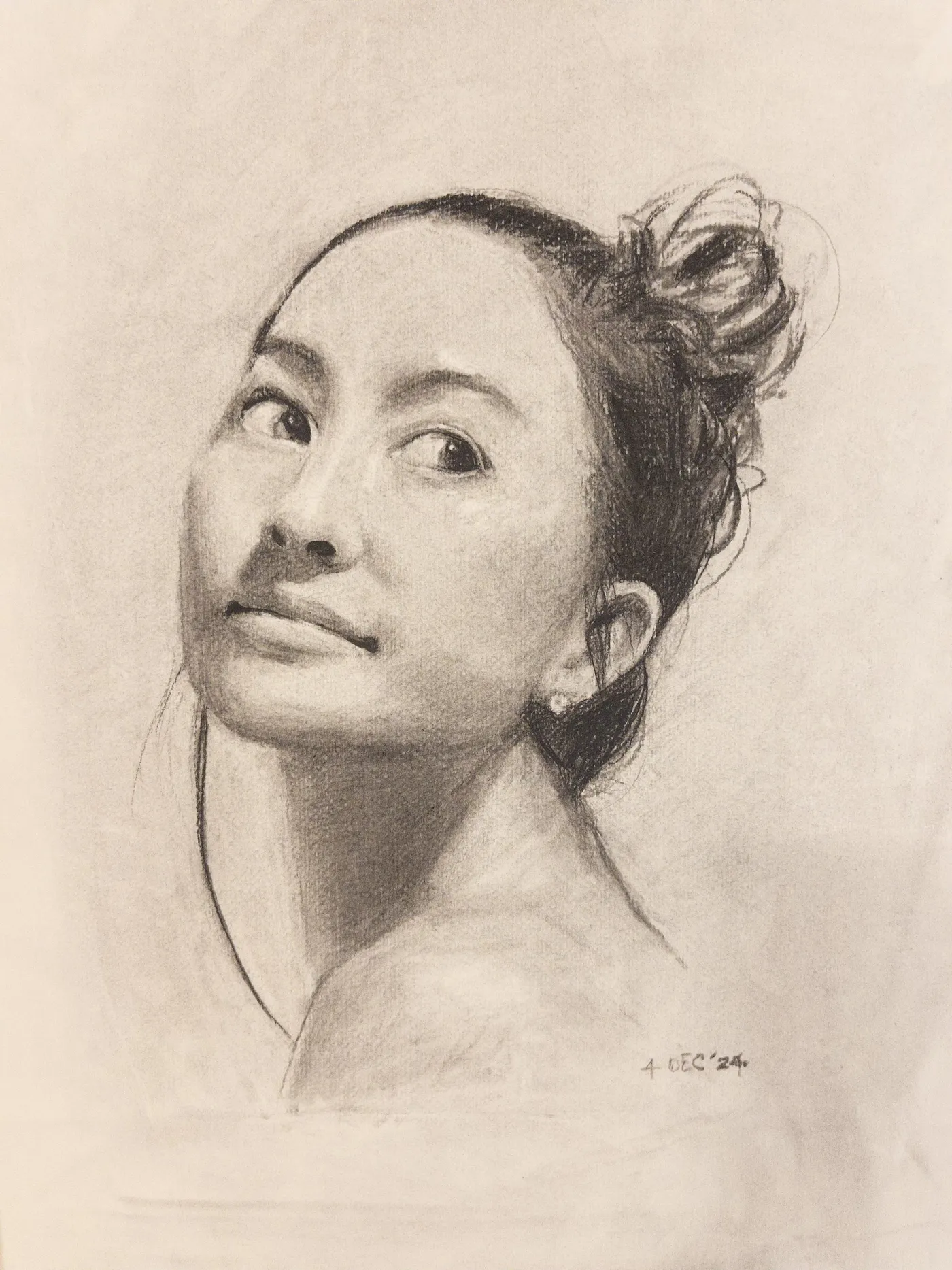 Charcoal portrait of a woman