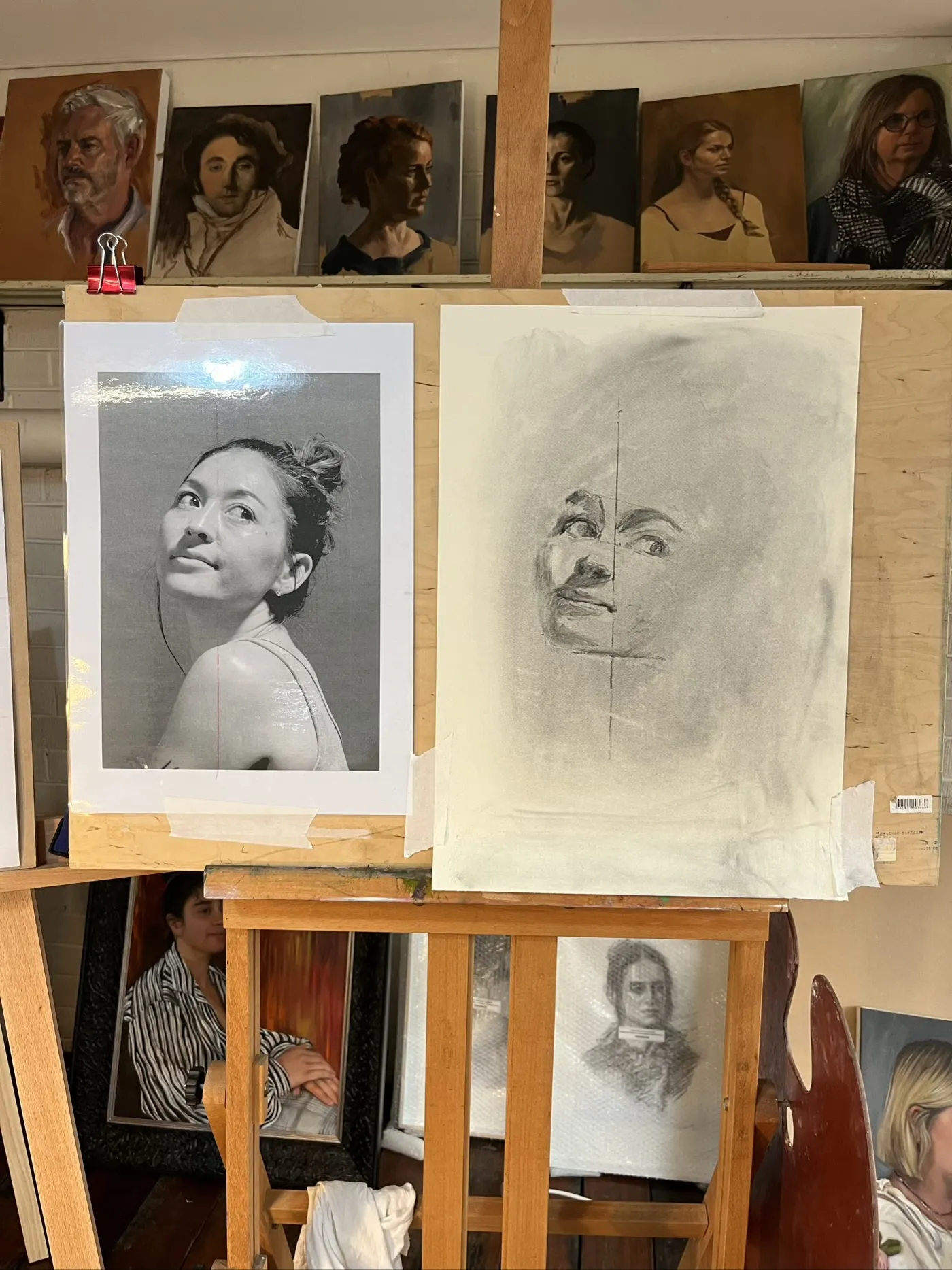 Charcoal portrait work in progress