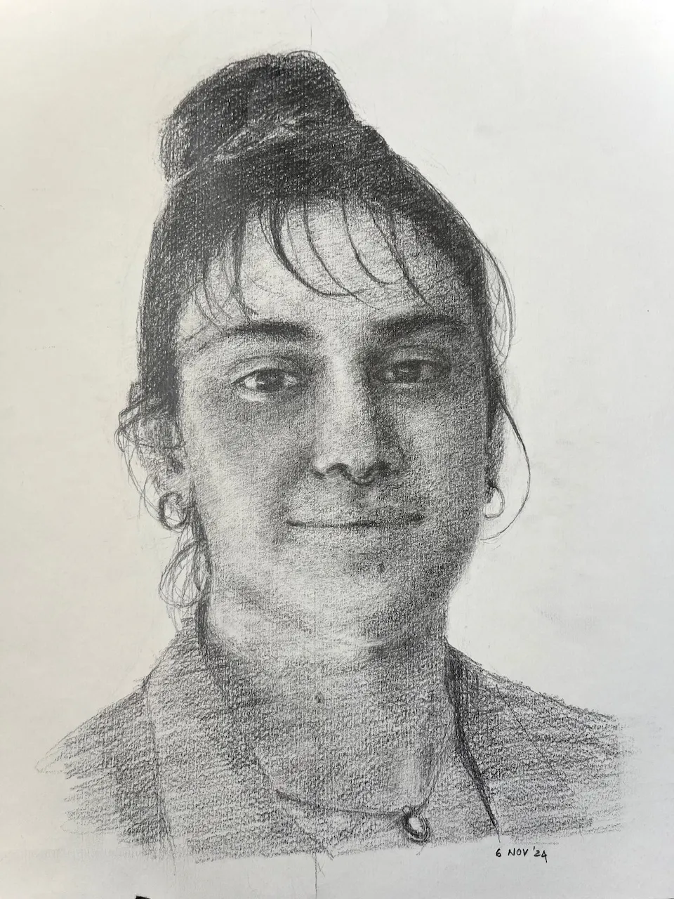 pencil portrait showing the oversharpening