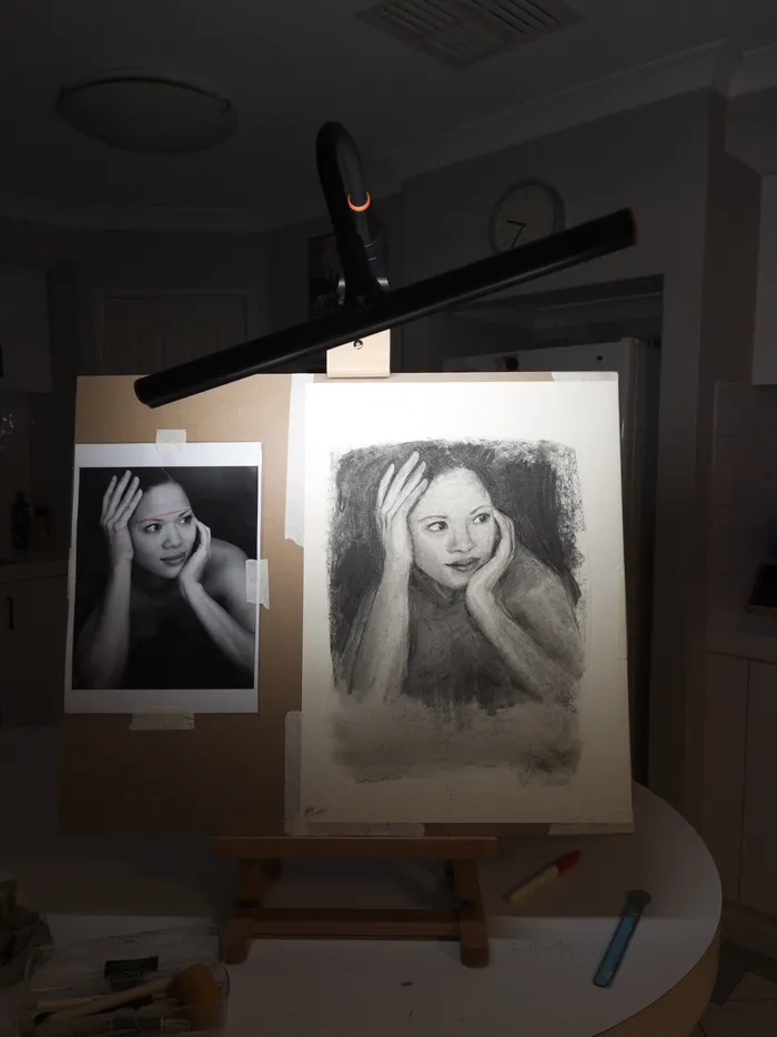 Charcoal portrait in progress