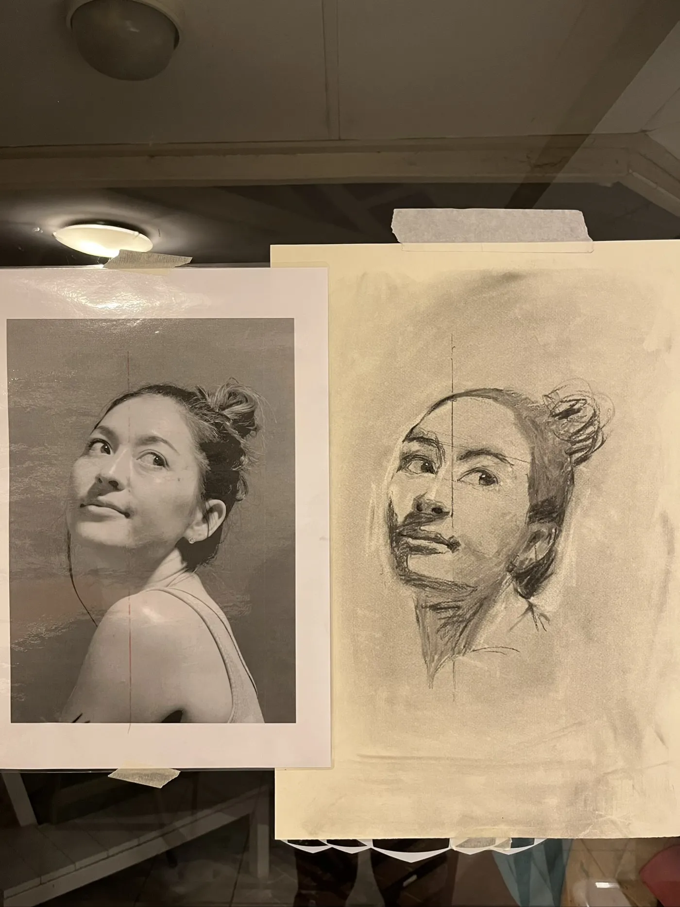 Charcoal portrait work in progress