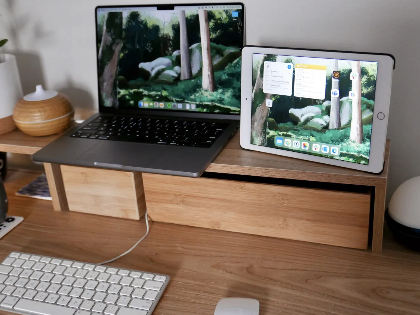 Photo of my desk, with iPad as second screen