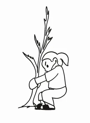 Animation of person pulling up a gigantic weed