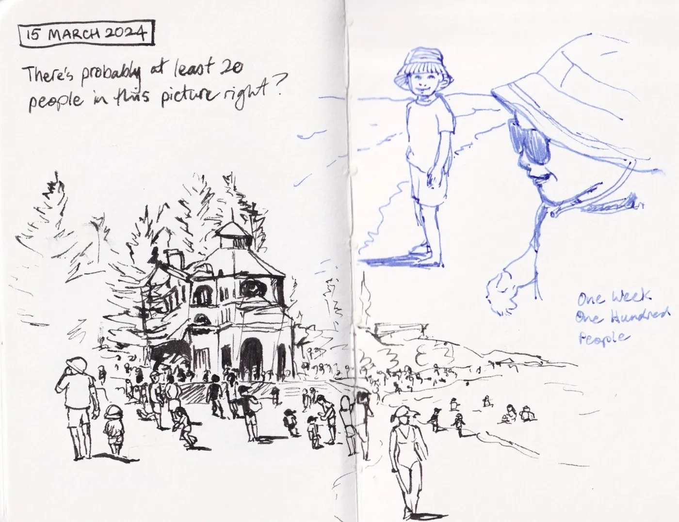 Sketchbook sketch, mixed media