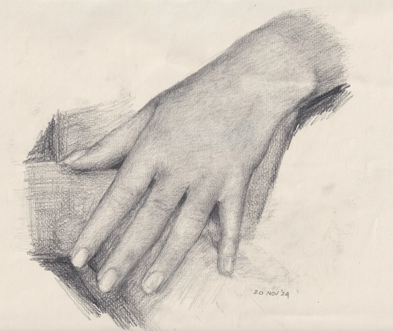 pencil sketch of a hand in a realistic style