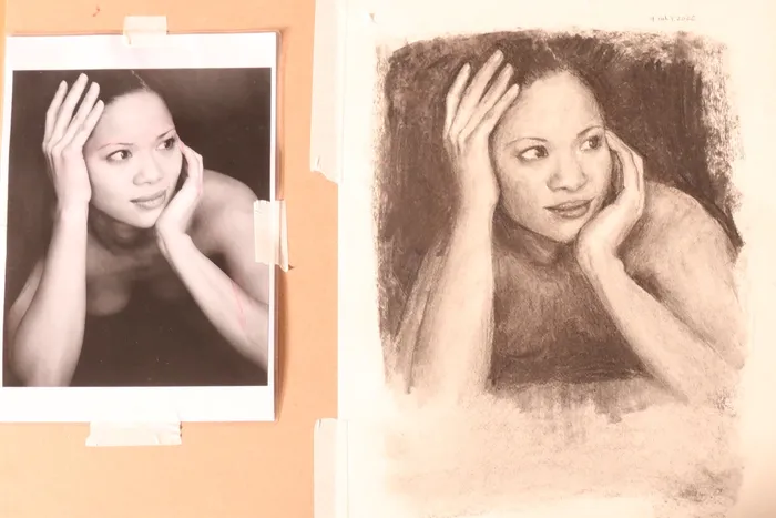 Charcoal portrait in progress