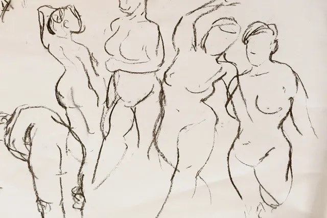 loose charcoal sketches of female figure