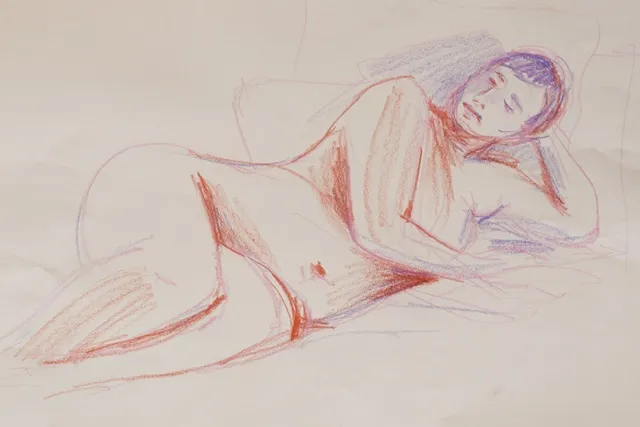 Another crayon sketch of woman reclining