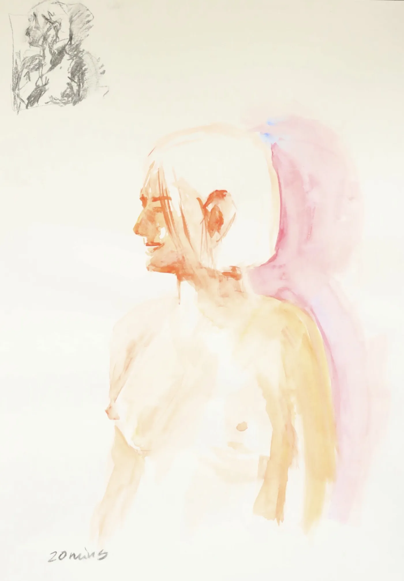 Watercolour sketch of nude woman
