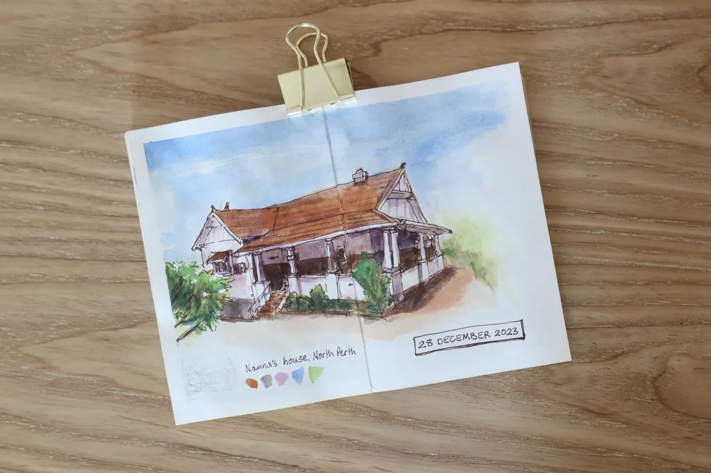 watercolour sketch of an old house