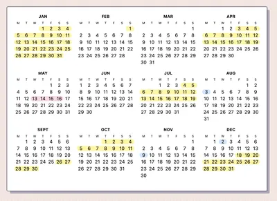 screenshot of my calendar