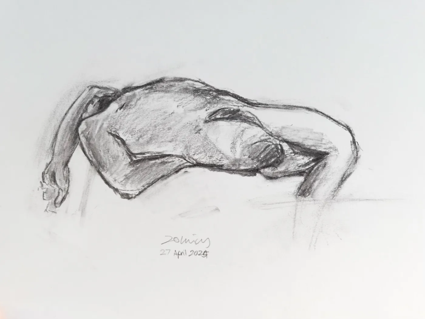 Nude male figure charcoal