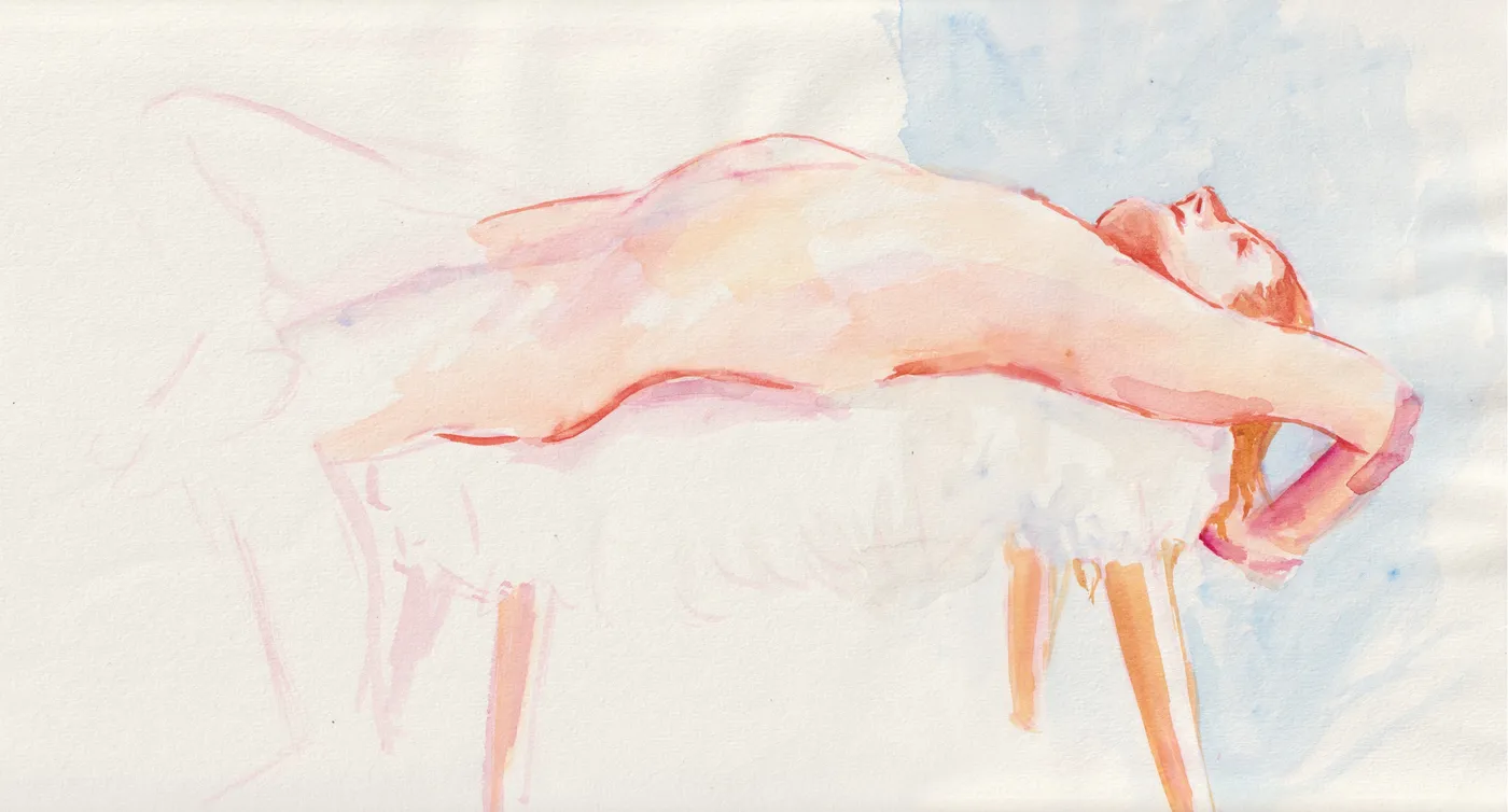 Watercolour sketch of model Danyon 