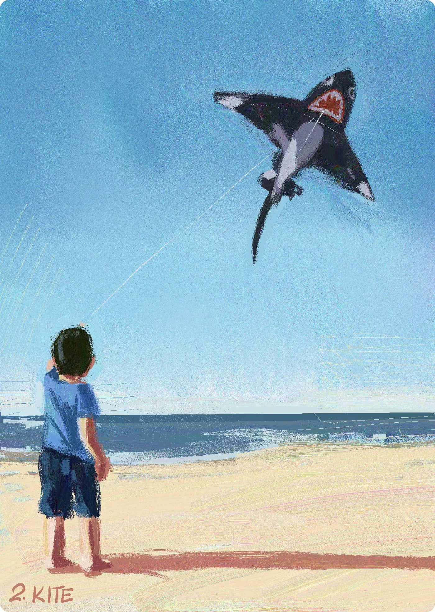 Digital sketch of my eldest son flying a kite