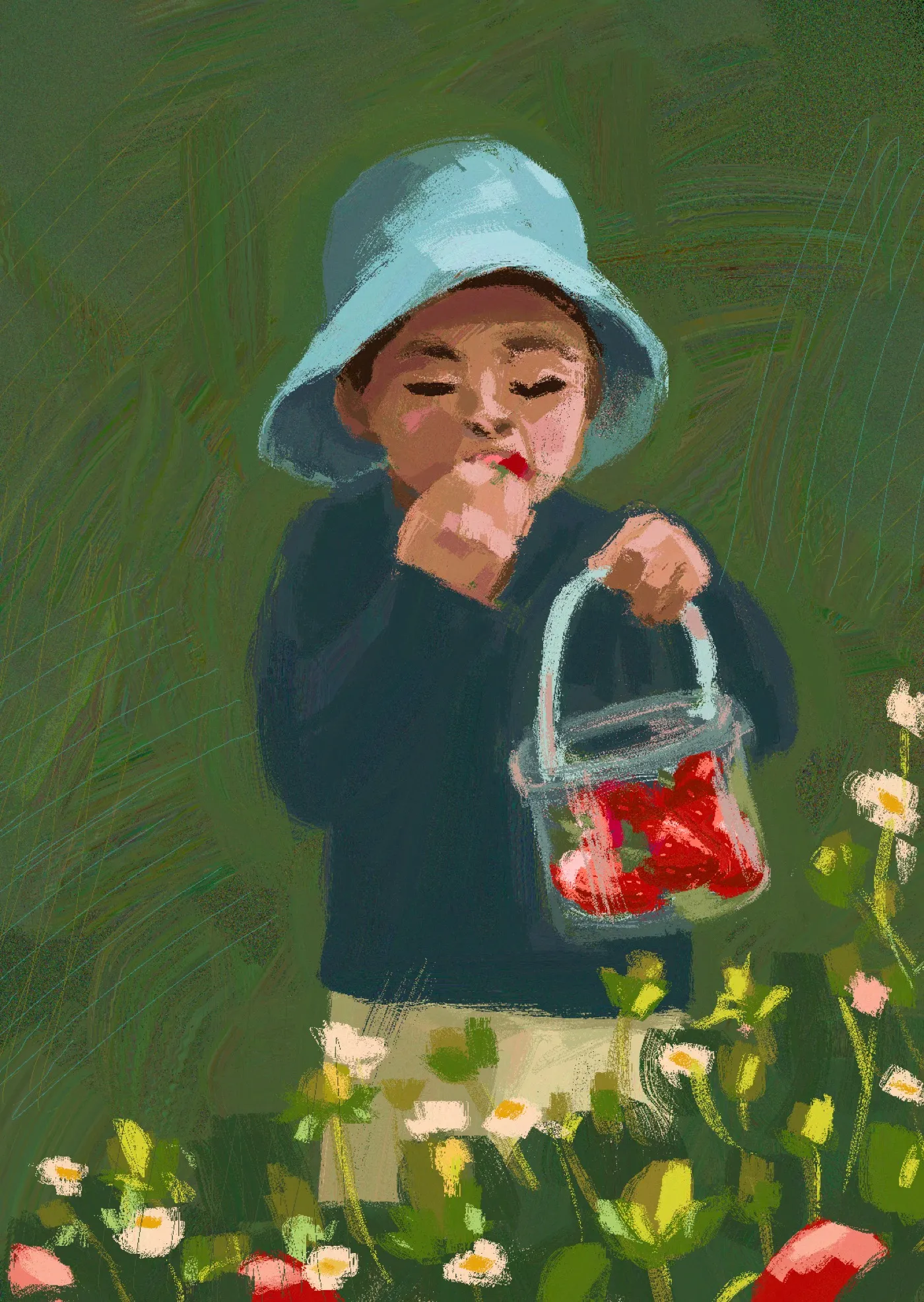 Digital sketch of my youngest son eating strawberries