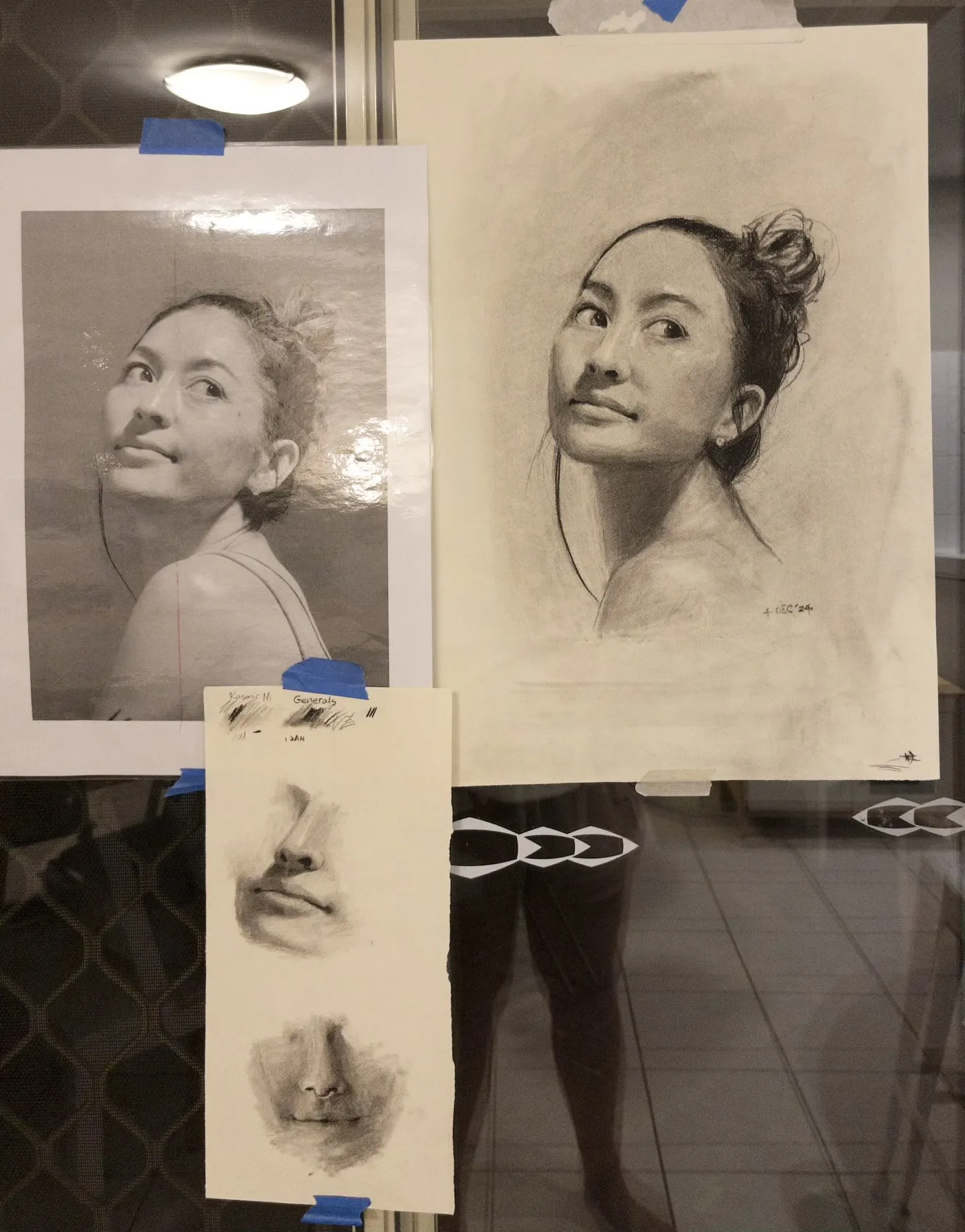 Charcoal portrait work in progress
