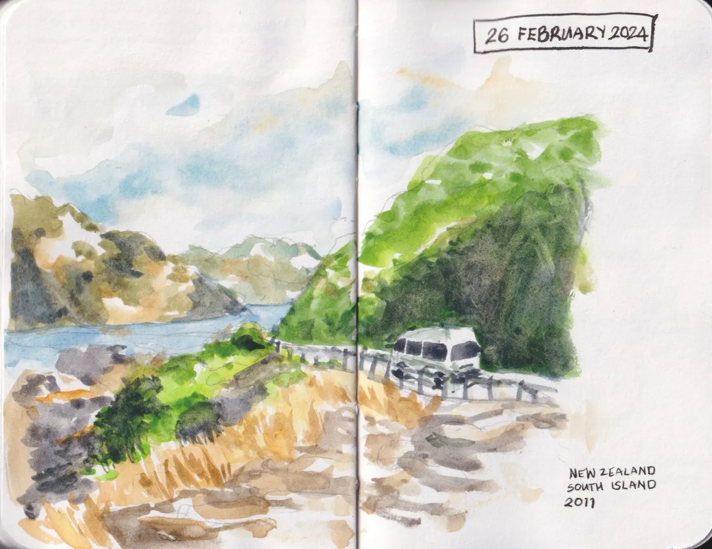 Sketchbook sketch, mixed media