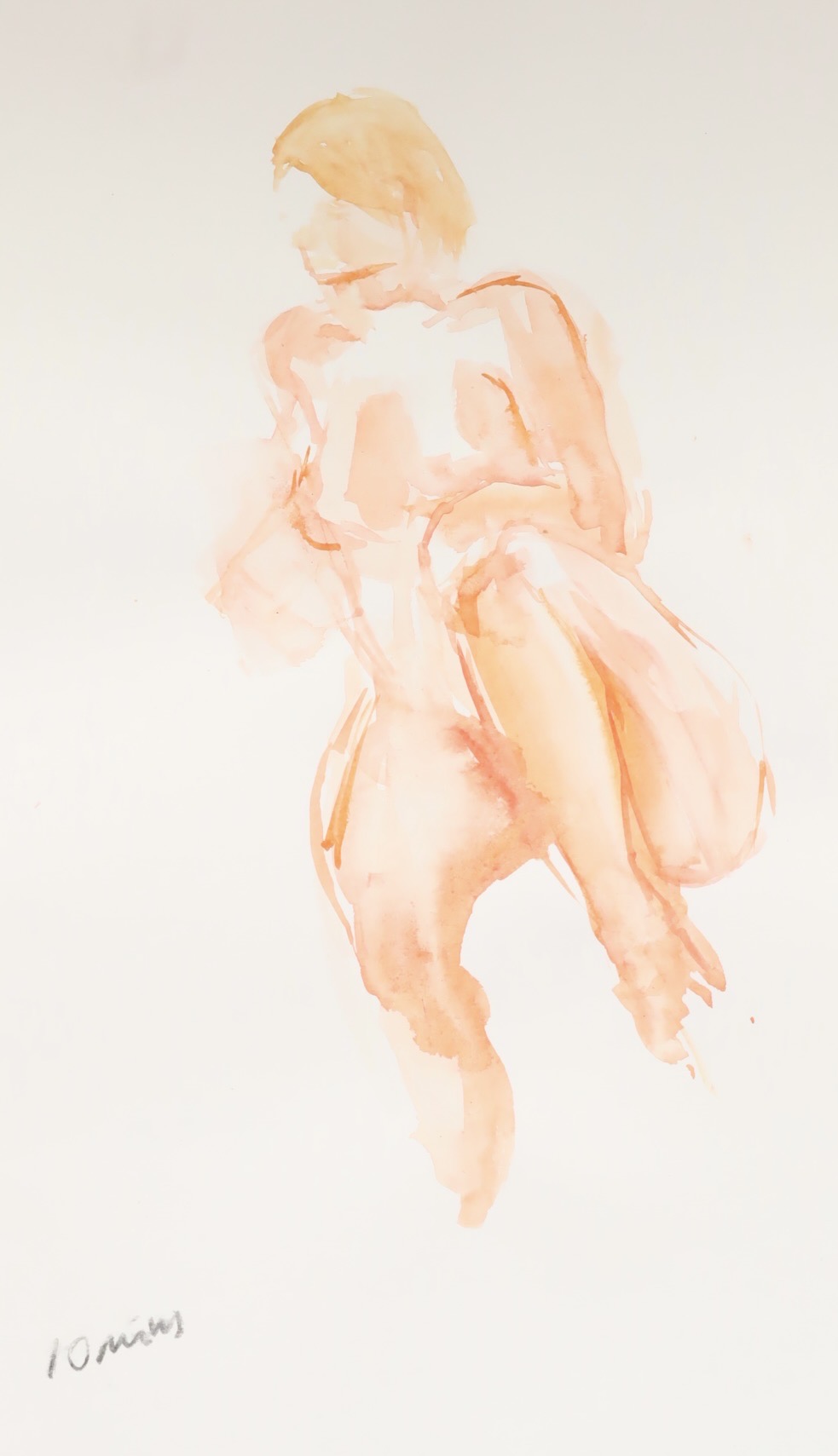 watercolour sketch of nude woman reclining