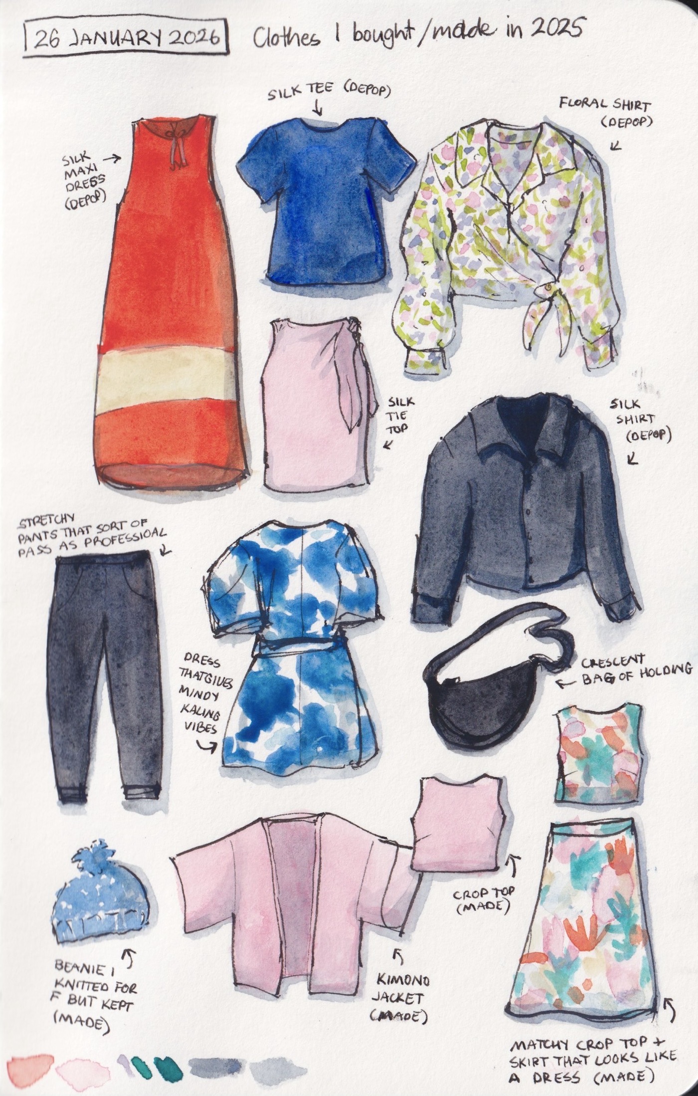 assets/sketching now watercolour course Review week.jpeg|Sketchbook pages 
