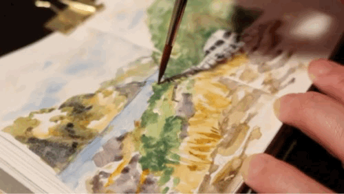 trim.3E326693-B747-4E37-A783-D9CC90FDC868 1.gif|animated gif closeup of paintbrush painting watercolour landscape